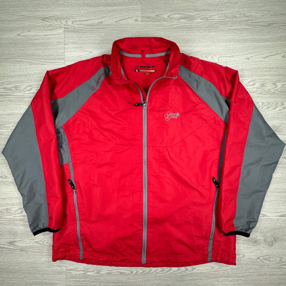 Sunice Mens Jacket Sport‎ X20 Windbreaker Red Gray XXL Grand Geneva Golf Zip Up